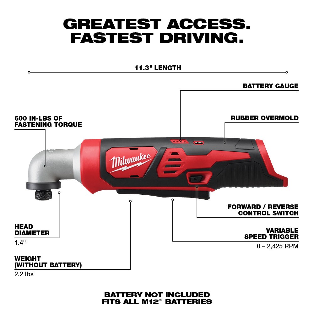 Milwaukee 2467-20 M12 1/4&Prime; Hex Right Angle Impact Driver (Tool Only)