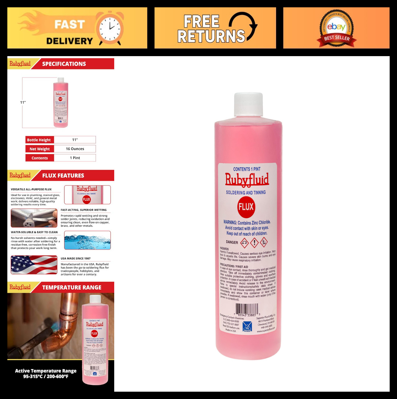 Liquid Soldering Flux – General Purpose for Plumbing, Metalwork & Stained Glass