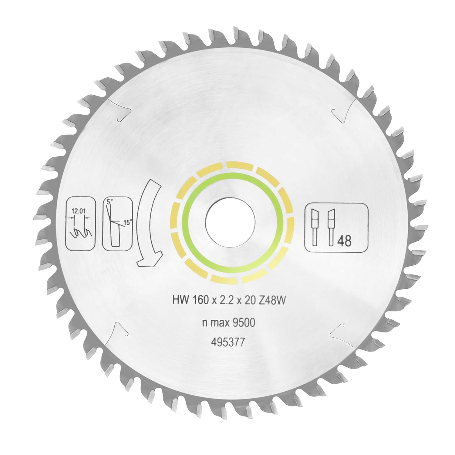 495377 491952 for Festool Track Saw Blade 160Mm（6 1/4&Prime;）, 2.2Mm, 20Mm, 48T, ATB F