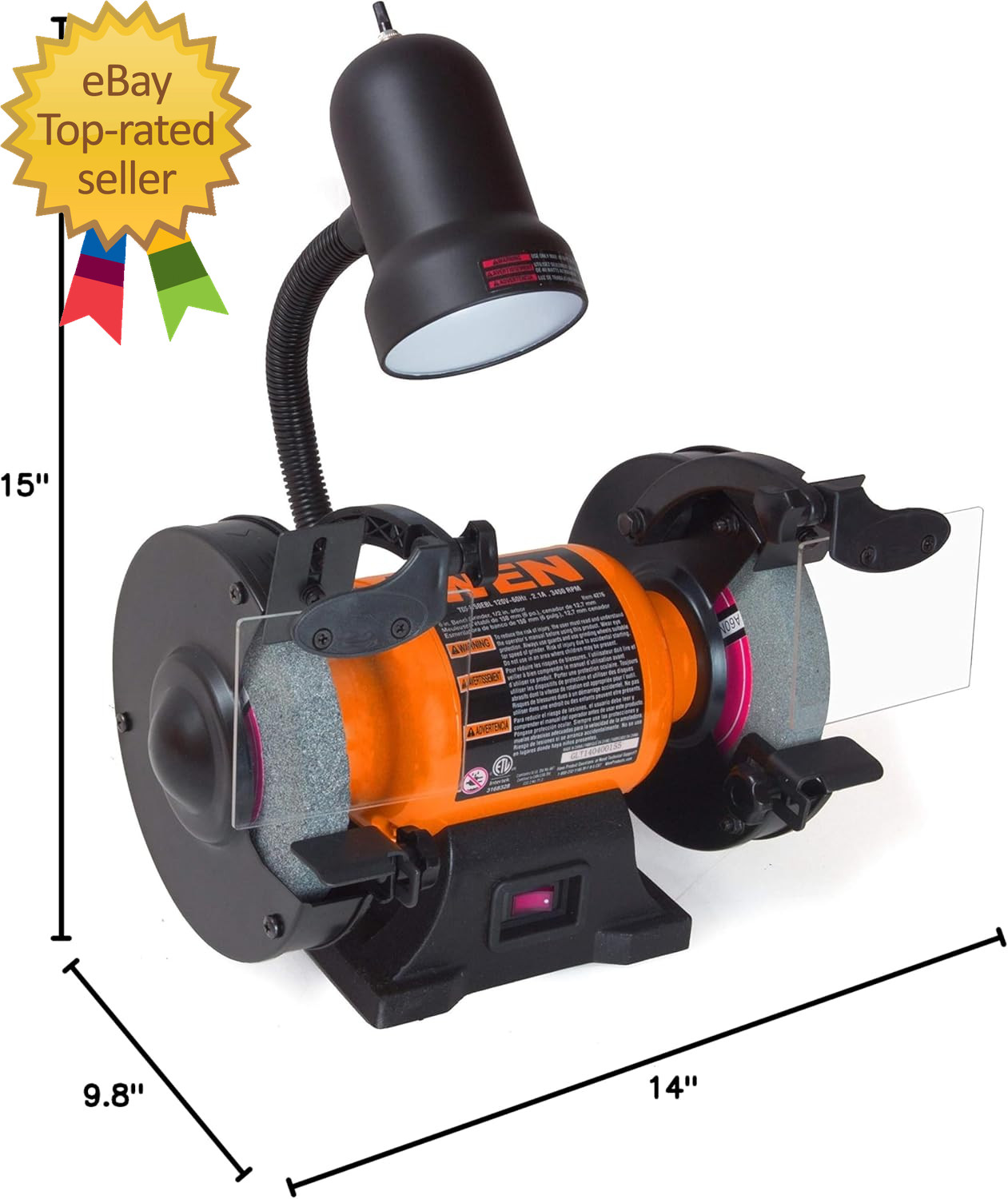 BG4276 2.1-Amp 6-Inch Single Speed Bench Grinder with Flexible Work Light