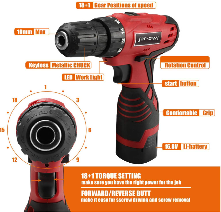 Herramientas Con 21V Taladro Inalambrico Caja Llaves Mecanicas Kit De 112 Piezas