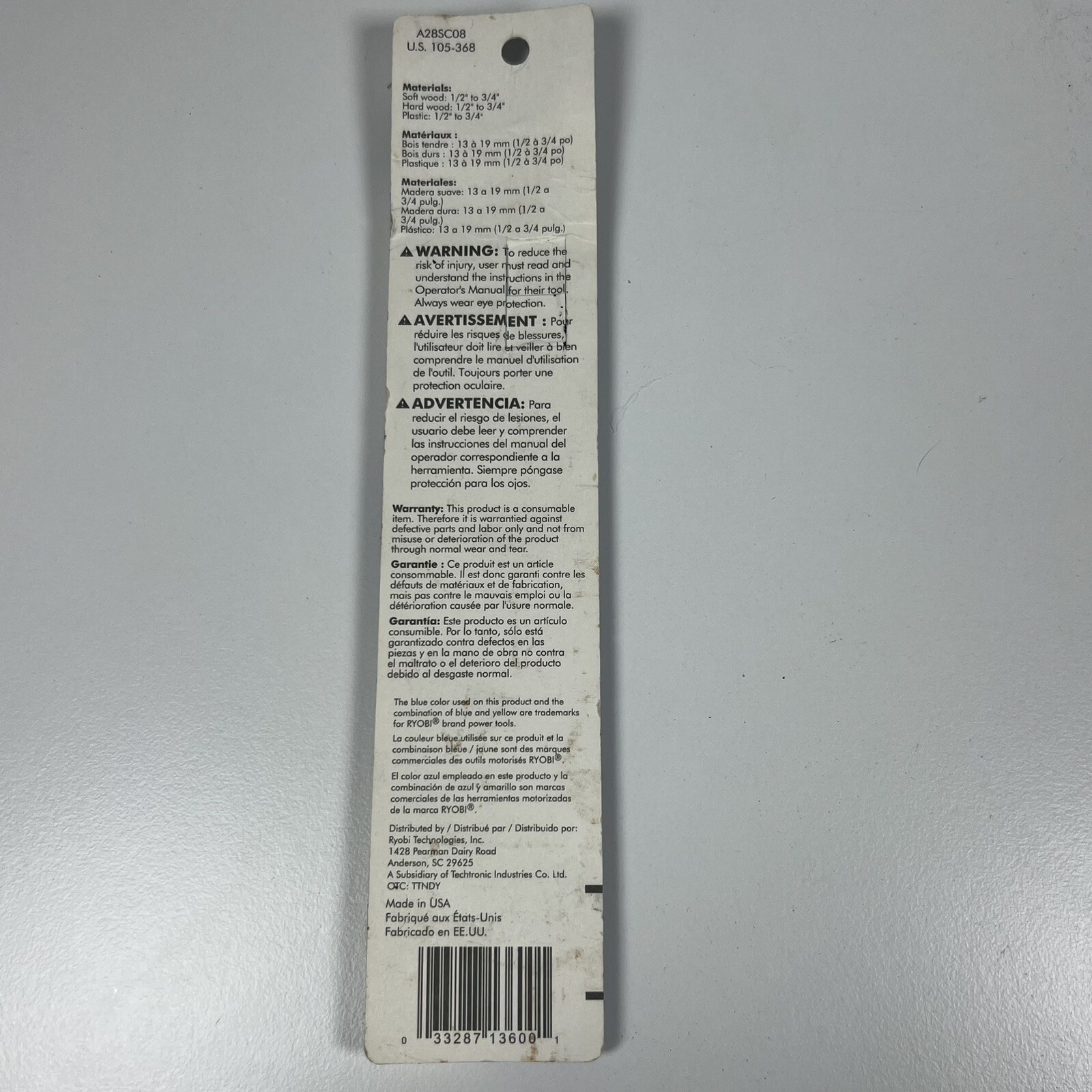 RYOBI Skip Tooth Scroll Saw Blades Pack of 5 PCS A28SC08