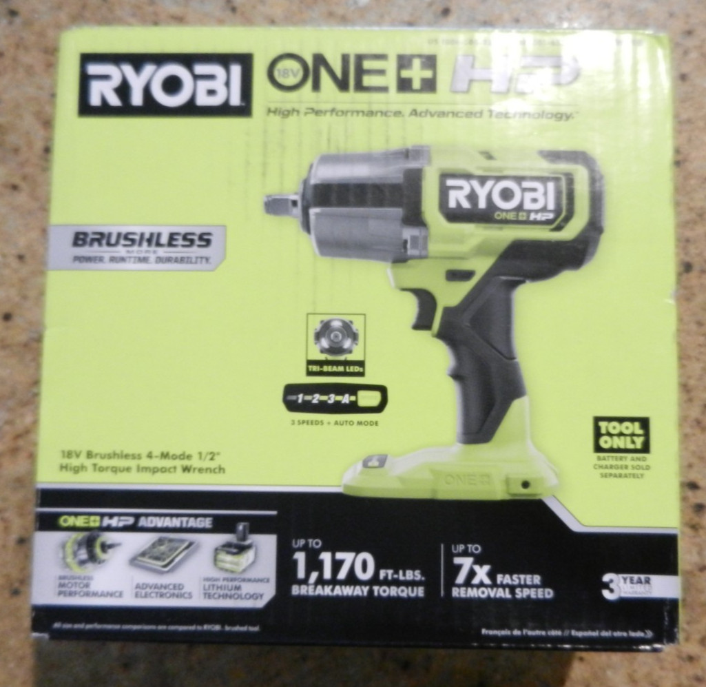 New RYOBI ONE+ HP 18V Brushless 4 Mode 1/2” High Torque Impact Wrench – PBLIW01B