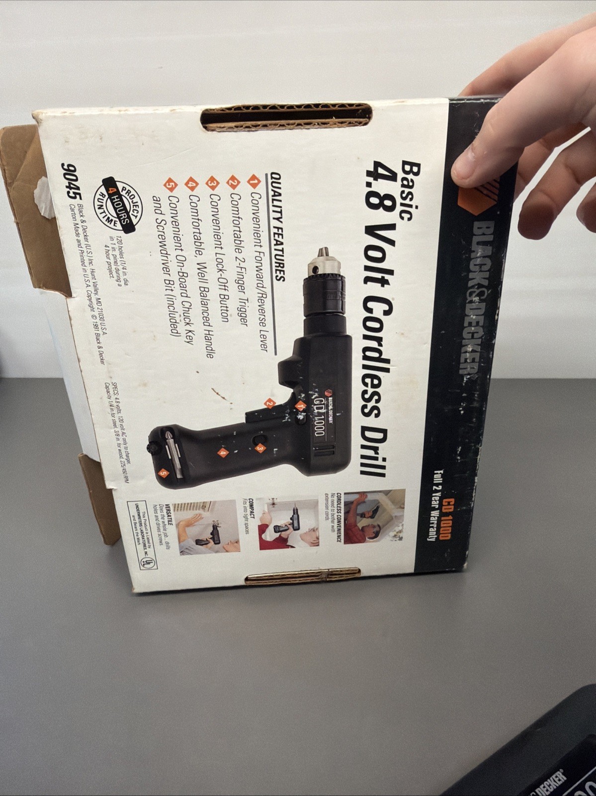 BLACK+DECKER CD1000 4.8V Cordless Drill Black Untested Bt21