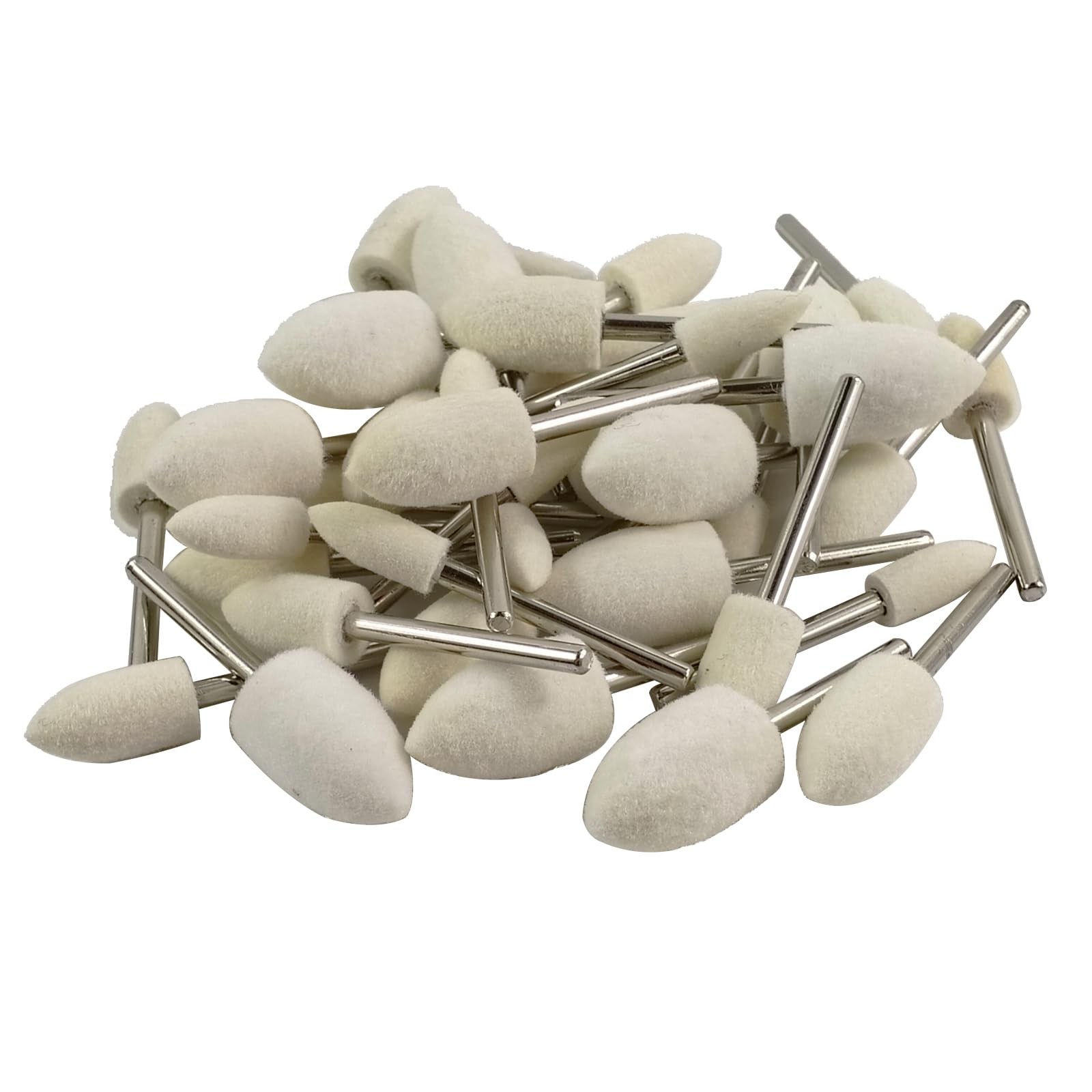 40 Pcs Bullet Shape Wool Polishing Bits 1/8 » Shank Felt Buffing Cone Kits