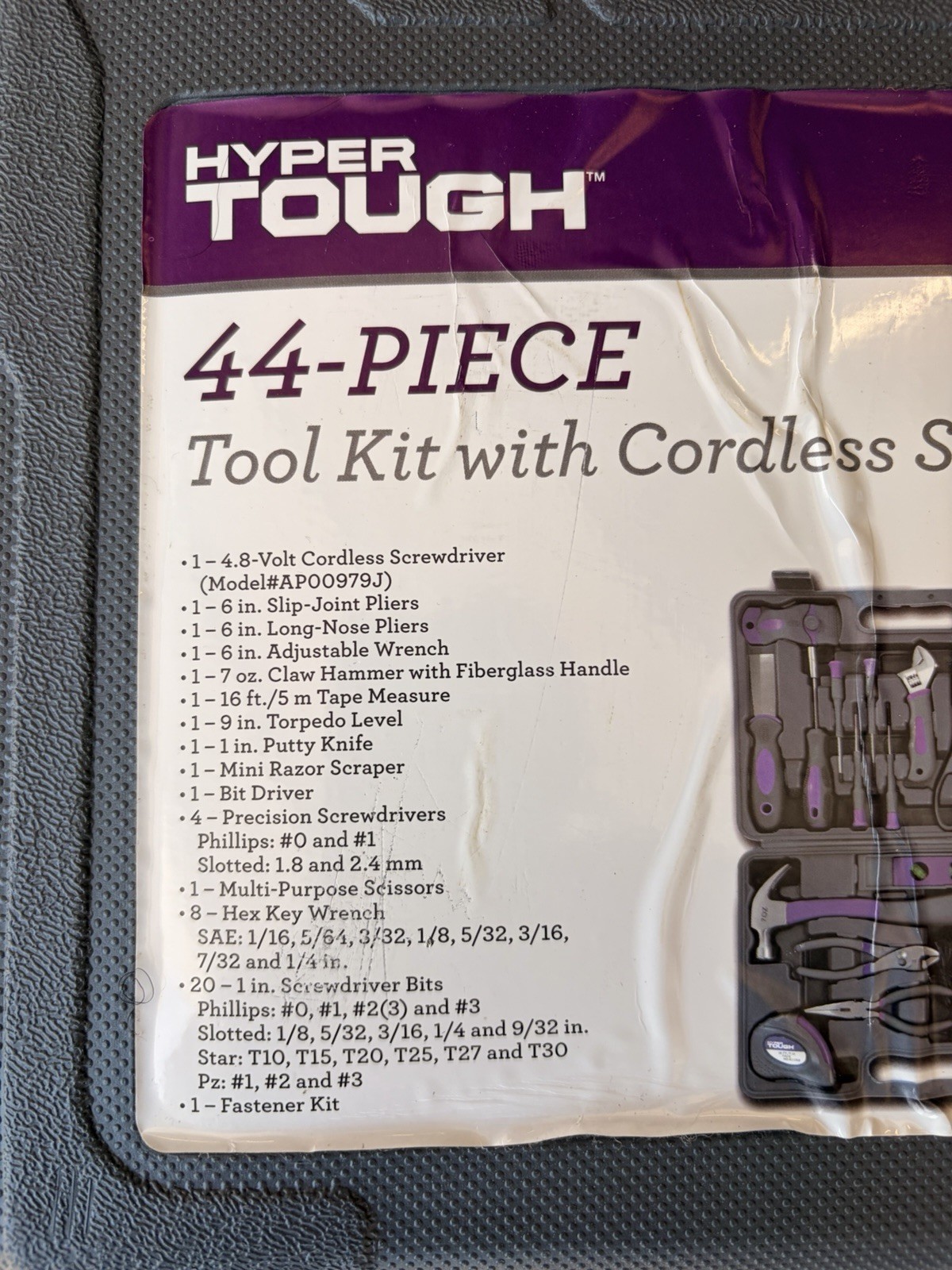 44pc Tool Kit Set – 4V Cordless Screwdriver Drill – Charger – Case Included