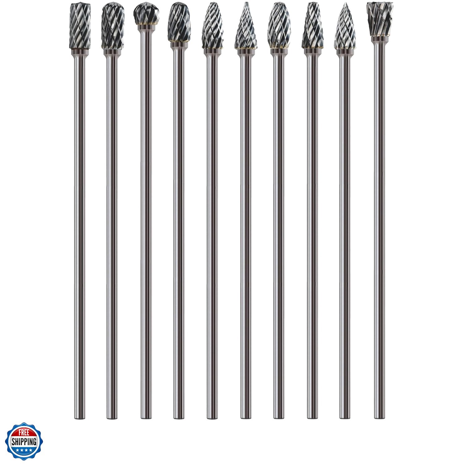 10Pcs Long Carbide Burr Set 1/8&Prime; Shank Total L 4.4&Prime; Compatible with Dremel Di…