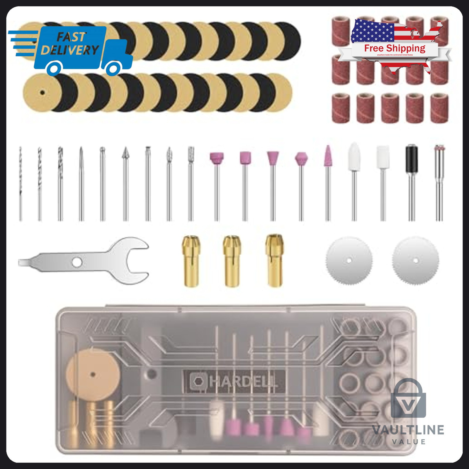 69 Piece Hardell Rotary Tool Accessory Kit for Grinding Polishing and Cutting