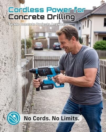 1-Inch Cordless Rotary Hammer Drill, 2.8J Brushless Motor, 4-Mode, 2x 4.0Ah Batt