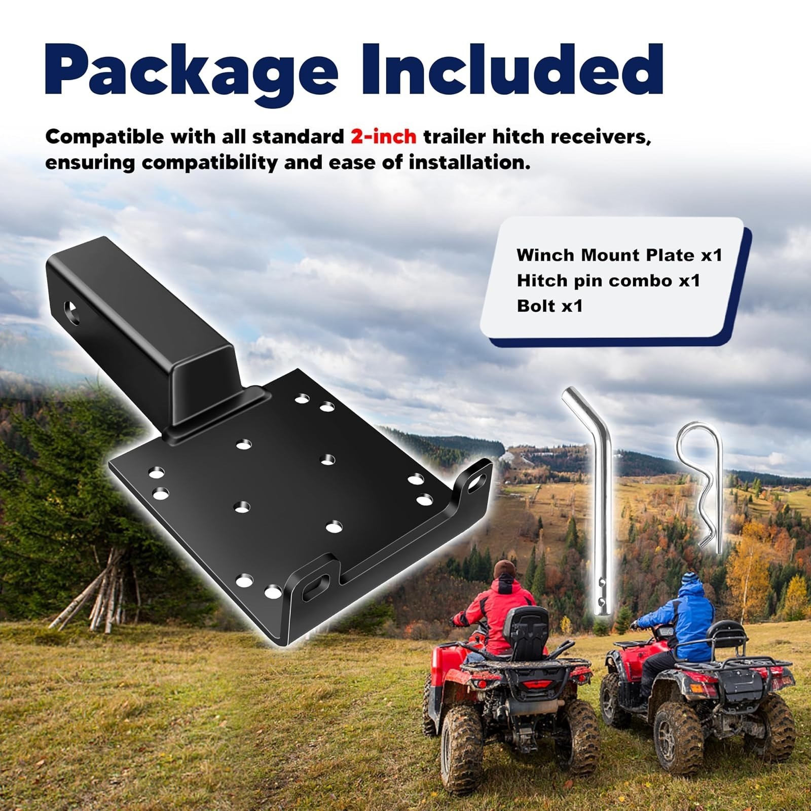 VONLX Universal Winch Mounting Plate for ATV UTV Lawn Equipment