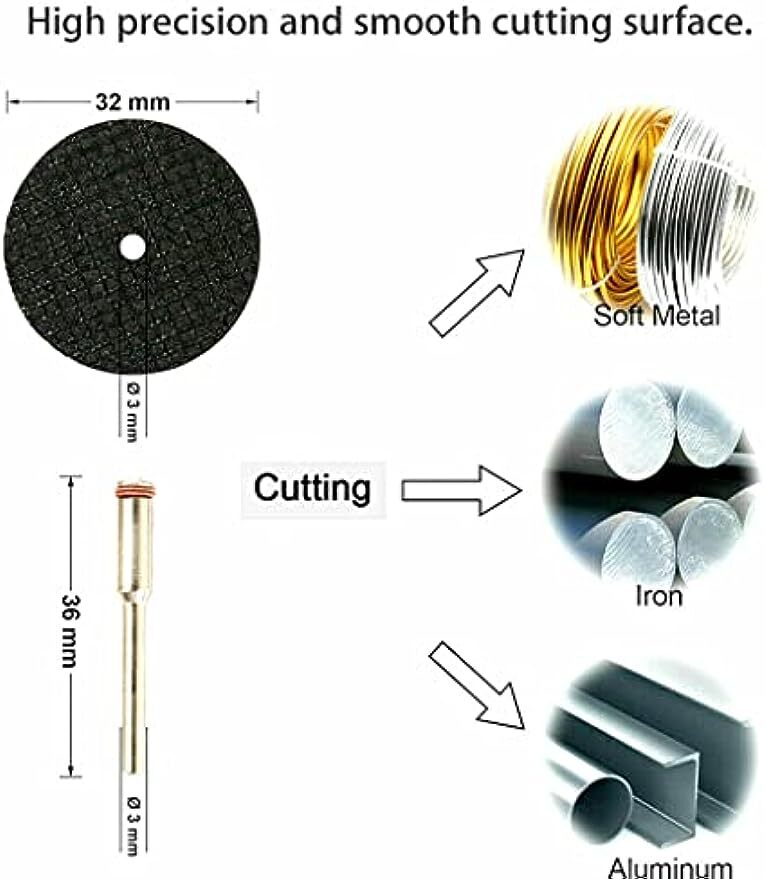 32Pcs Cutting Wheel Set Drill for Dremel Rotary Tool Accessories w/ 1/8&Prime; Mandrel