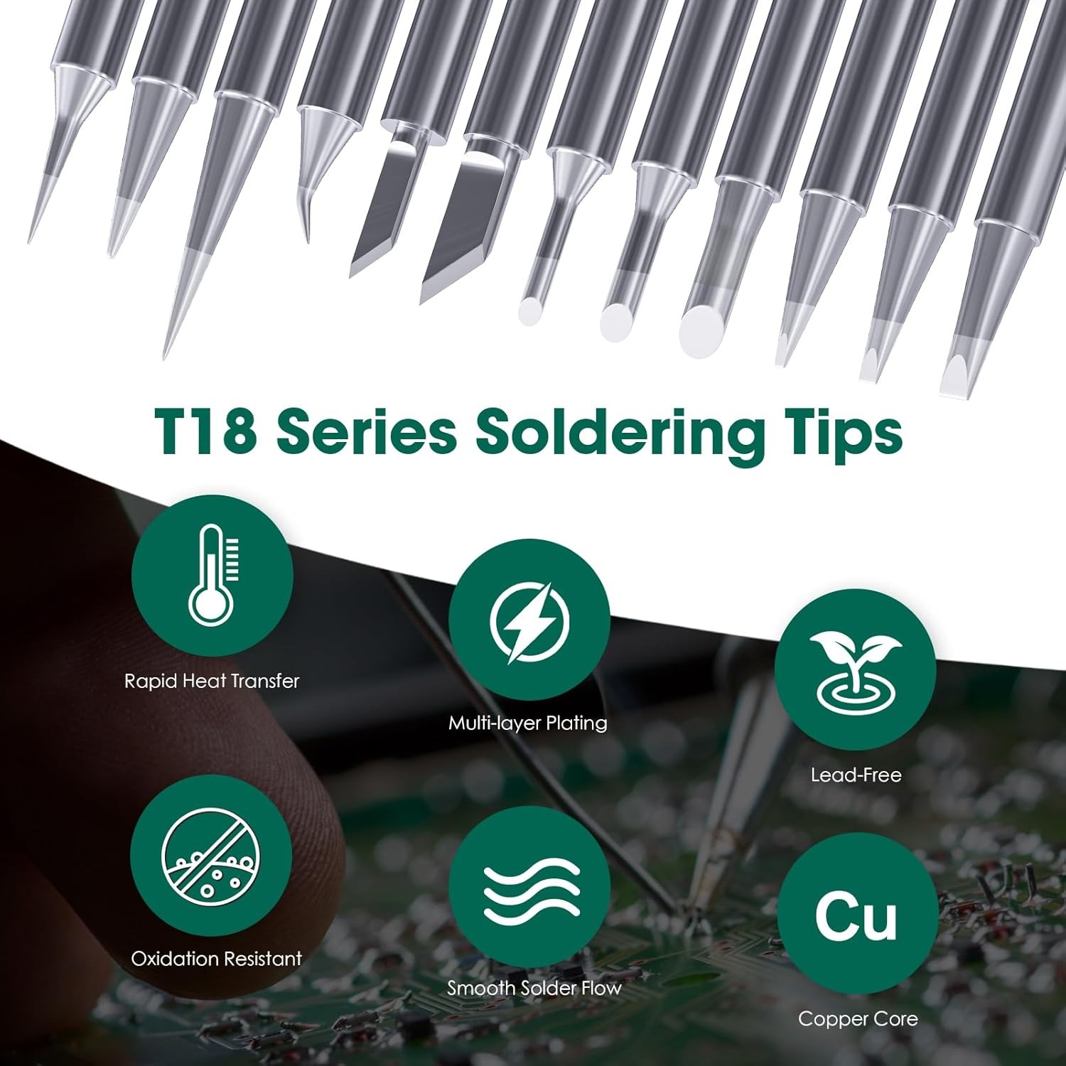 HANGLIFE T18 Soldering Iron Tips with Tip Holder for Hakko FX-888D FX-888 FX8…