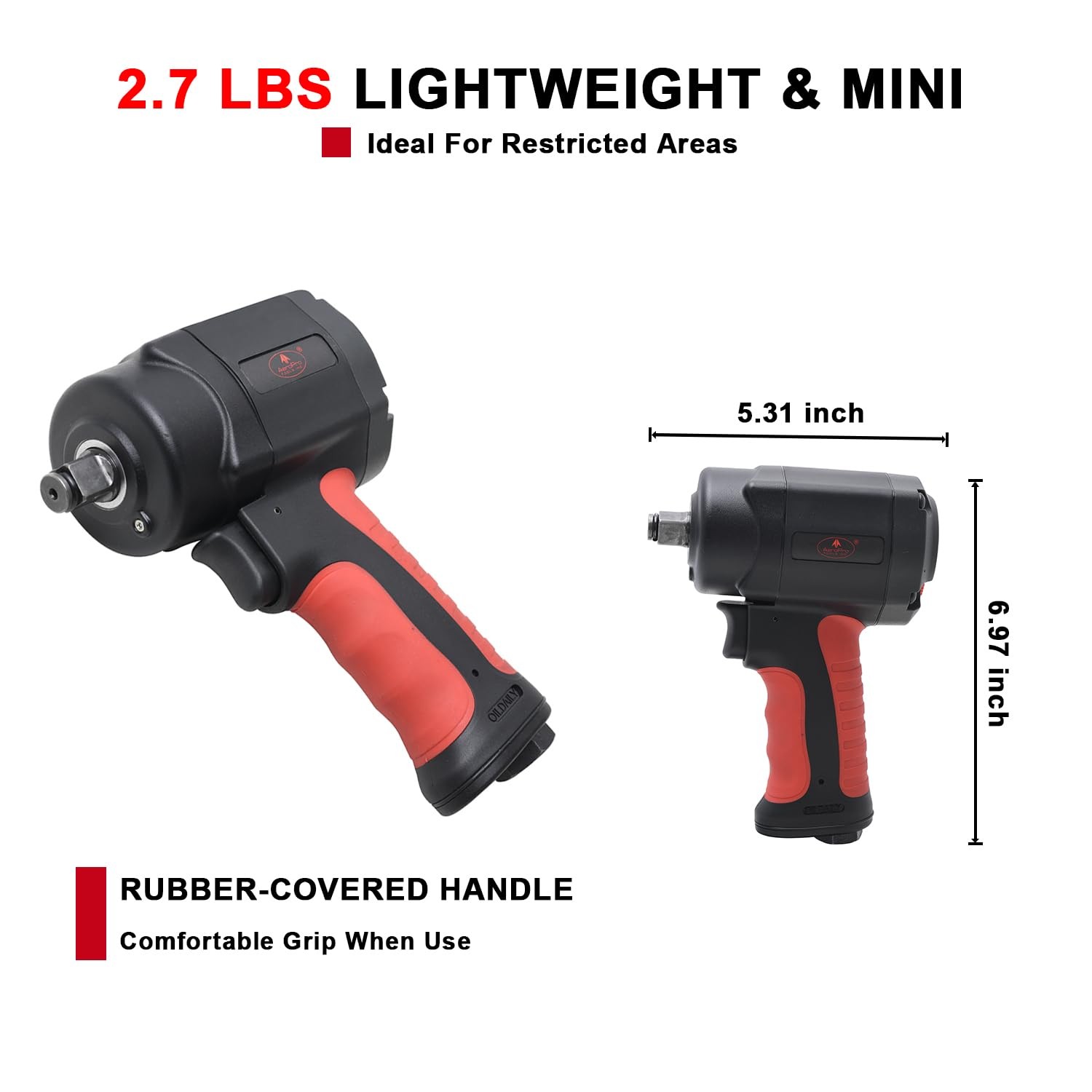 AEROPRO TOOLS 1/2-Inch composite Mini Air Impact Wrench(AP9515),compact desig…