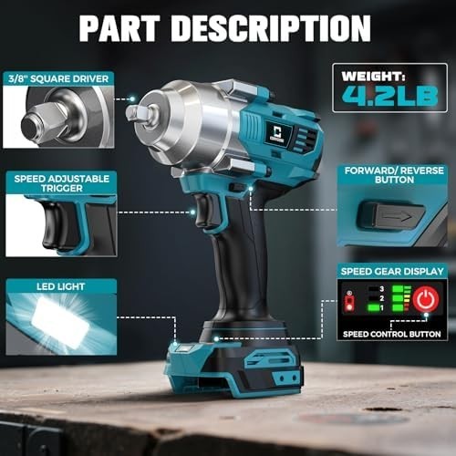 Cordless Impact Wrench 3/8&Prime; Compatible with Milwaukee 18V Battery, 600Ft-lbs (80