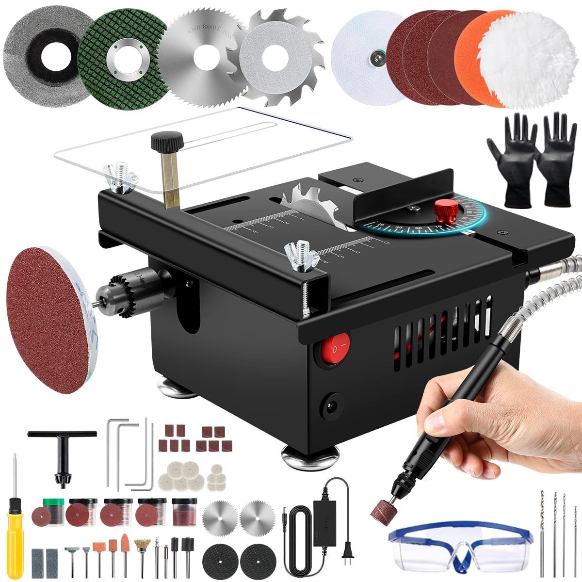Mini Multi Functional Table Saw, mini Saws for Crafts, Set1, Black