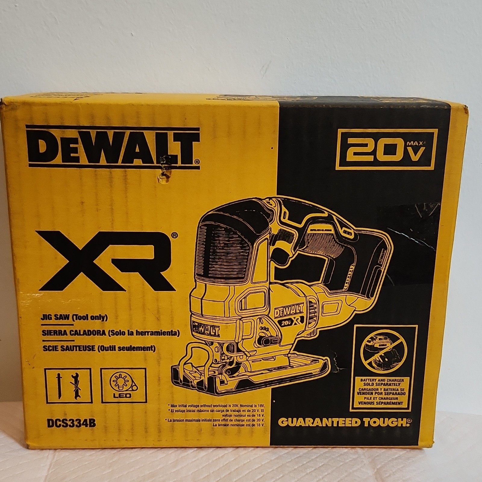 DEWALT XR 20V MAX Brushless Cordless Jigsaw DCS334B Tool Only 45° 3-1/8&Prime;