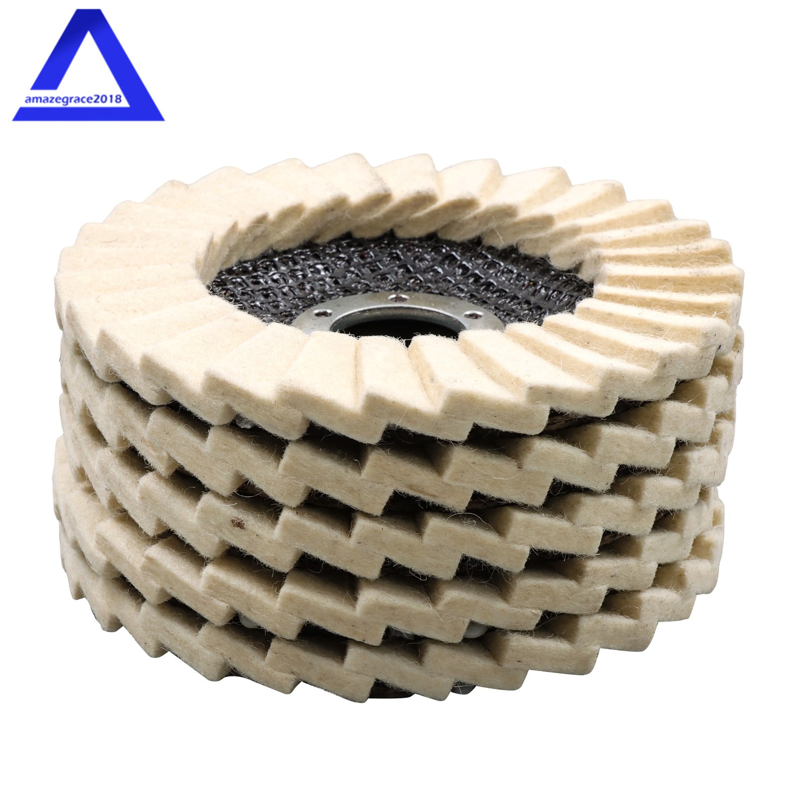 5 Pack Felt Flap Disc Abrasives 4-1/2&Prime; × 7/8&Prime; Arbor, Wool Polishing Wheel Disc