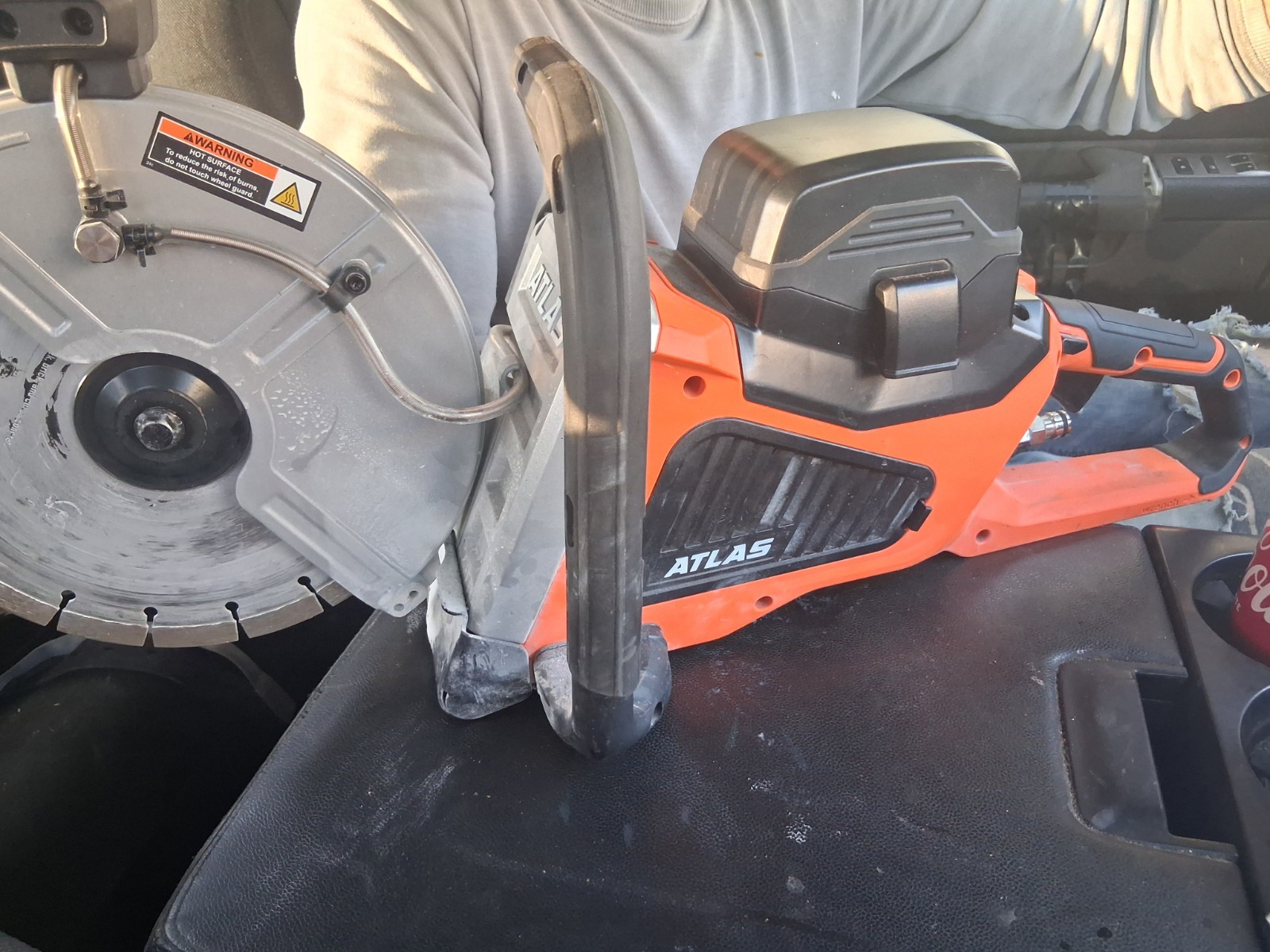 ATLAS Battery-Powered Concrete Saw, Orange/Black (Battery Not Included)