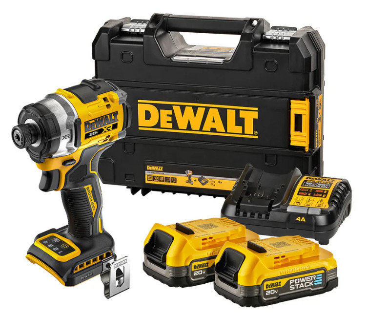 DEWALT DCF860E2T BL Flagship Impact Driver 1.7Ah with 2 Batteries, Charger, Case