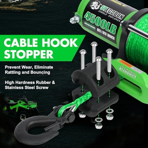 Synthetic Winch Rope, 1/4 » x 50ft 10,000LBS Synthetic 1/4 Inch x 50 Feet Green