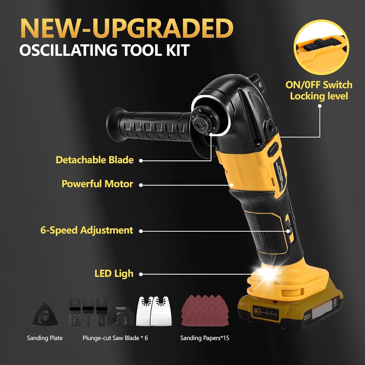Cordless Oscillating Tool, Compatible with Dewalt 20V Batteries [NO BATTERY]