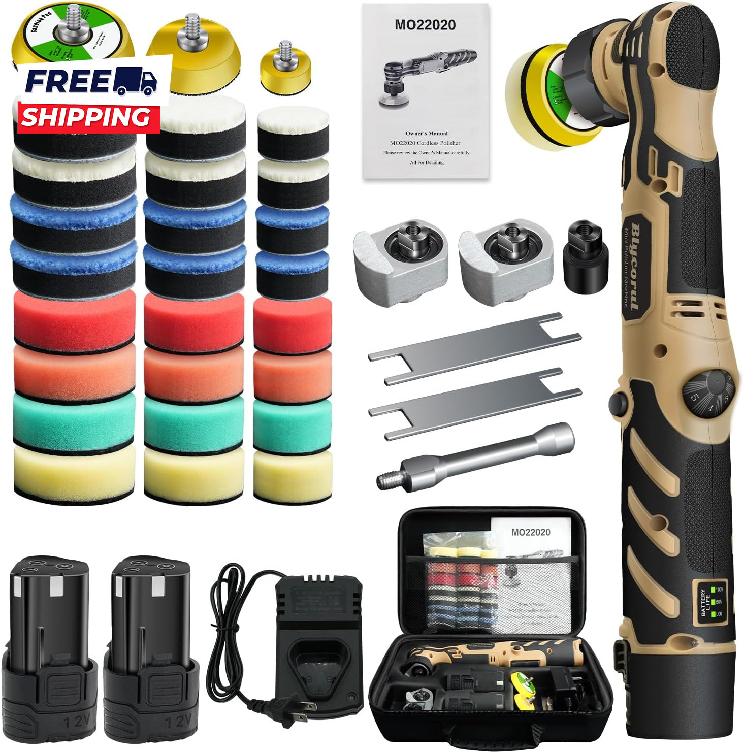 Cordless Mini Polisher 1/1.5/2Inch Da&Ro with 11 Variable Speed 2500-6000