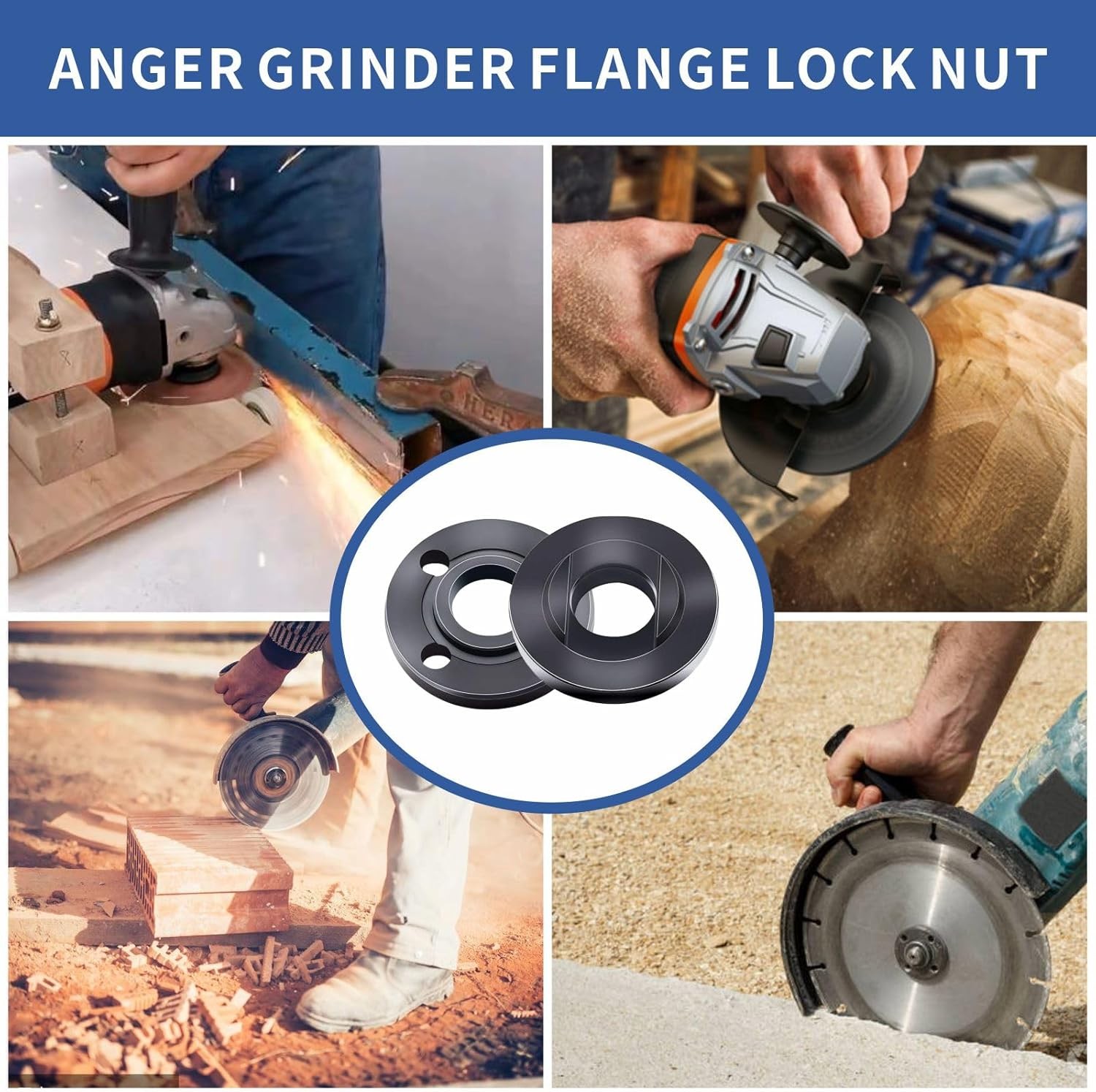 7 PCS Angle Grinder Flange Nut and Wrench Kit 5/8-11 Lock Nut Set Compatible