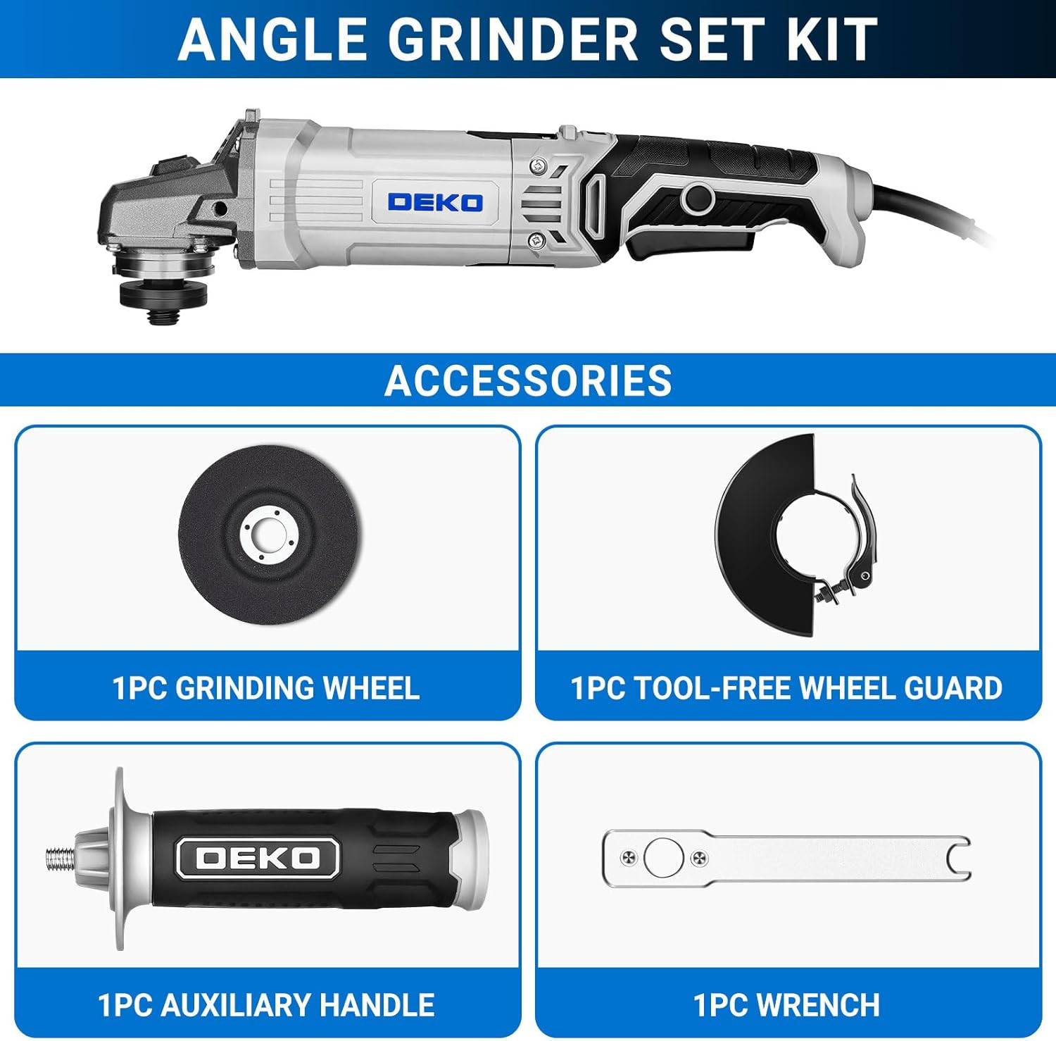 Angle Grinder Electric Power Tool: 4-1/2 Inch 7.5-Amp Hand Corded Angle Grinder