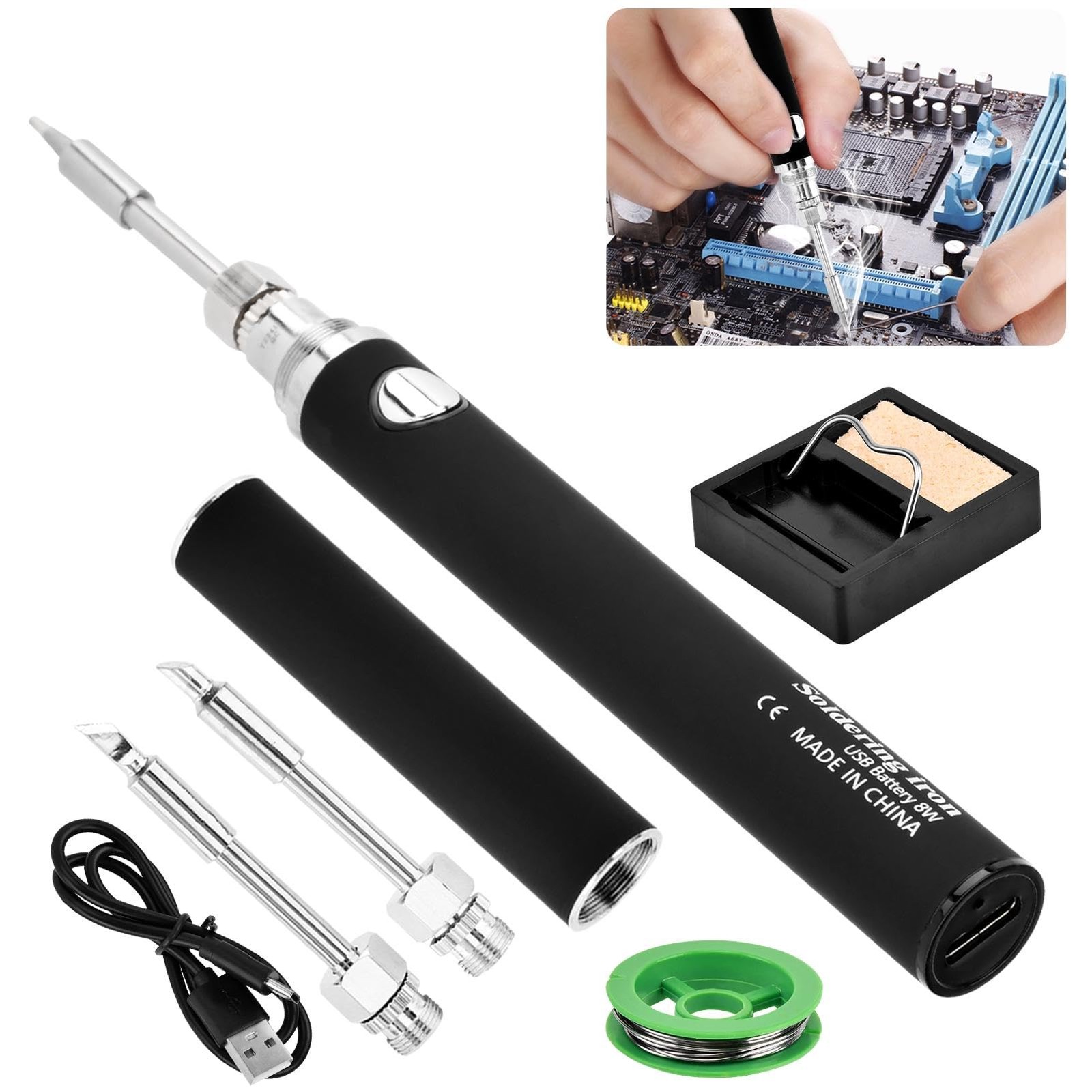 Cordless Soldering Iron Kit, Portable USB Wireless Electric Soldering Pen 3 Temp