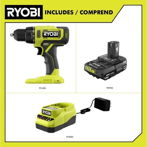 RYOBI CANADA 18V Li-Ion Cordless Drill/Driver Battery & Charger Kit