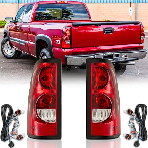 Headlights and Taillights Assembly Combo Kit for Chrome-Clear-Red Taillight