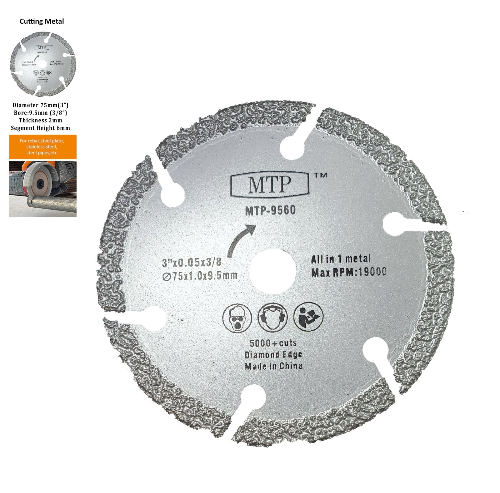 3&Prime; Metal Cutting Blade For Ryobi Milwaukee Dewalt Cut Off Saw 3/8&Prime; 9.5mm