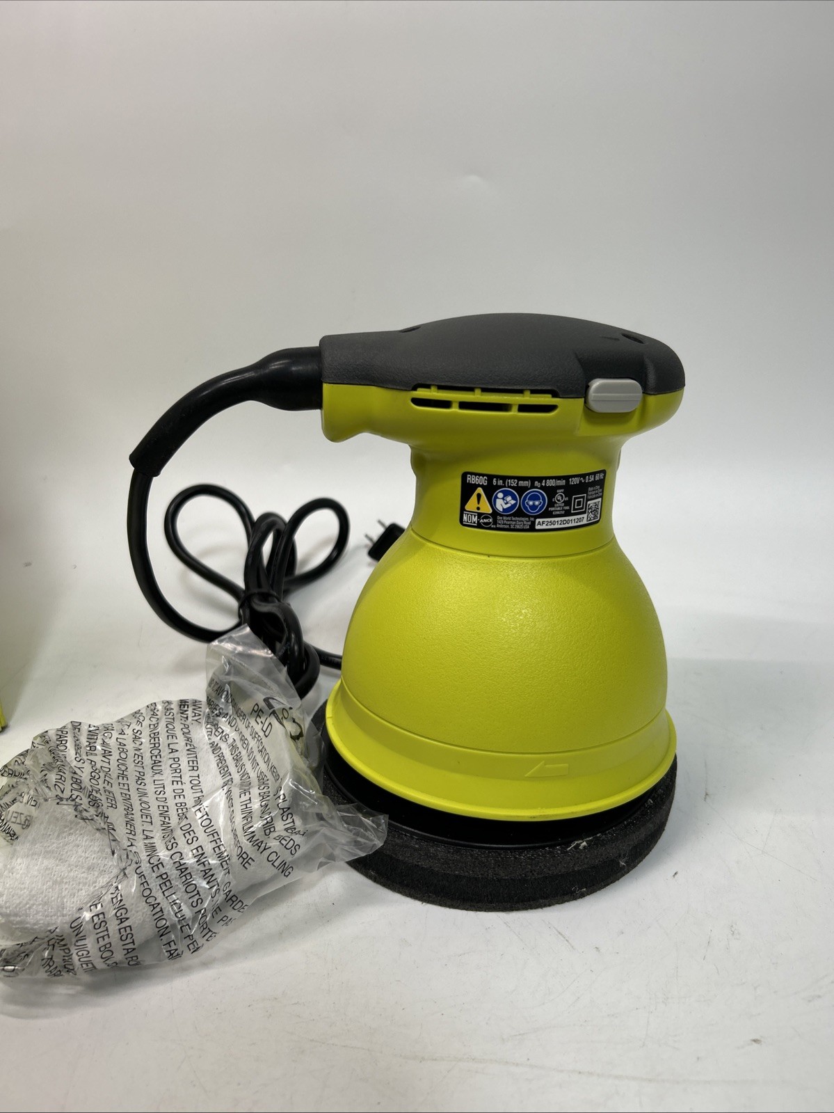 Ryobi 6&Prime; 120V Corded Orbital Buffer – Green P14