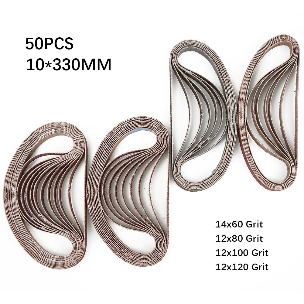 50 Pcs 330mmx 10mm Air Finger Sander Sanding Belts 60 80 100 120 Grit Size
