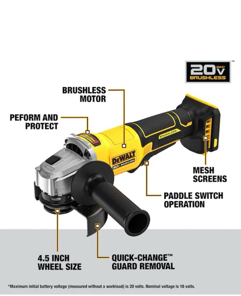 DEWALT DCG413 20V 4-1/2 inch Grinder Tool