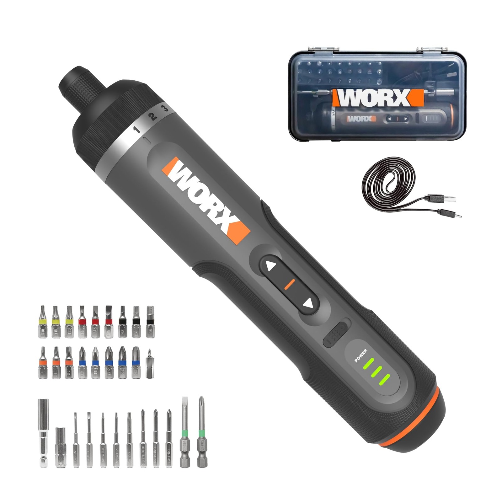 WORX Cordless Screwdriver 4V 30 Piece Accessory Kit WX242L Cordless Driver with