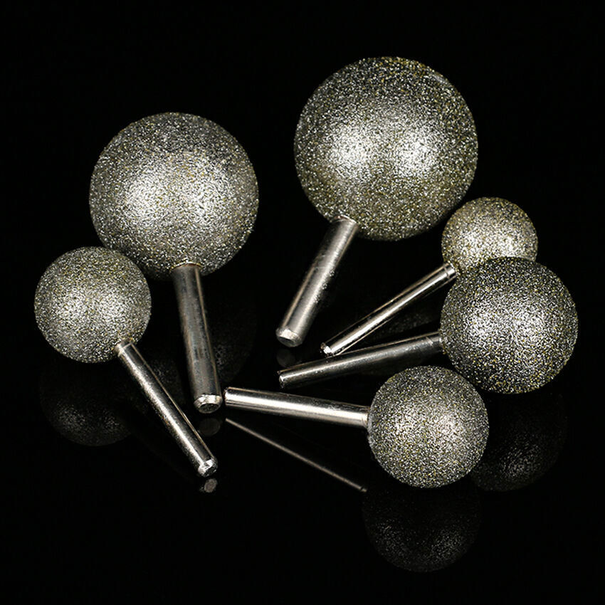 20 – 50mm Ball Diamond Burs Burrs Mounted Point Grinding Bit 6/8mm Shank Grit 80