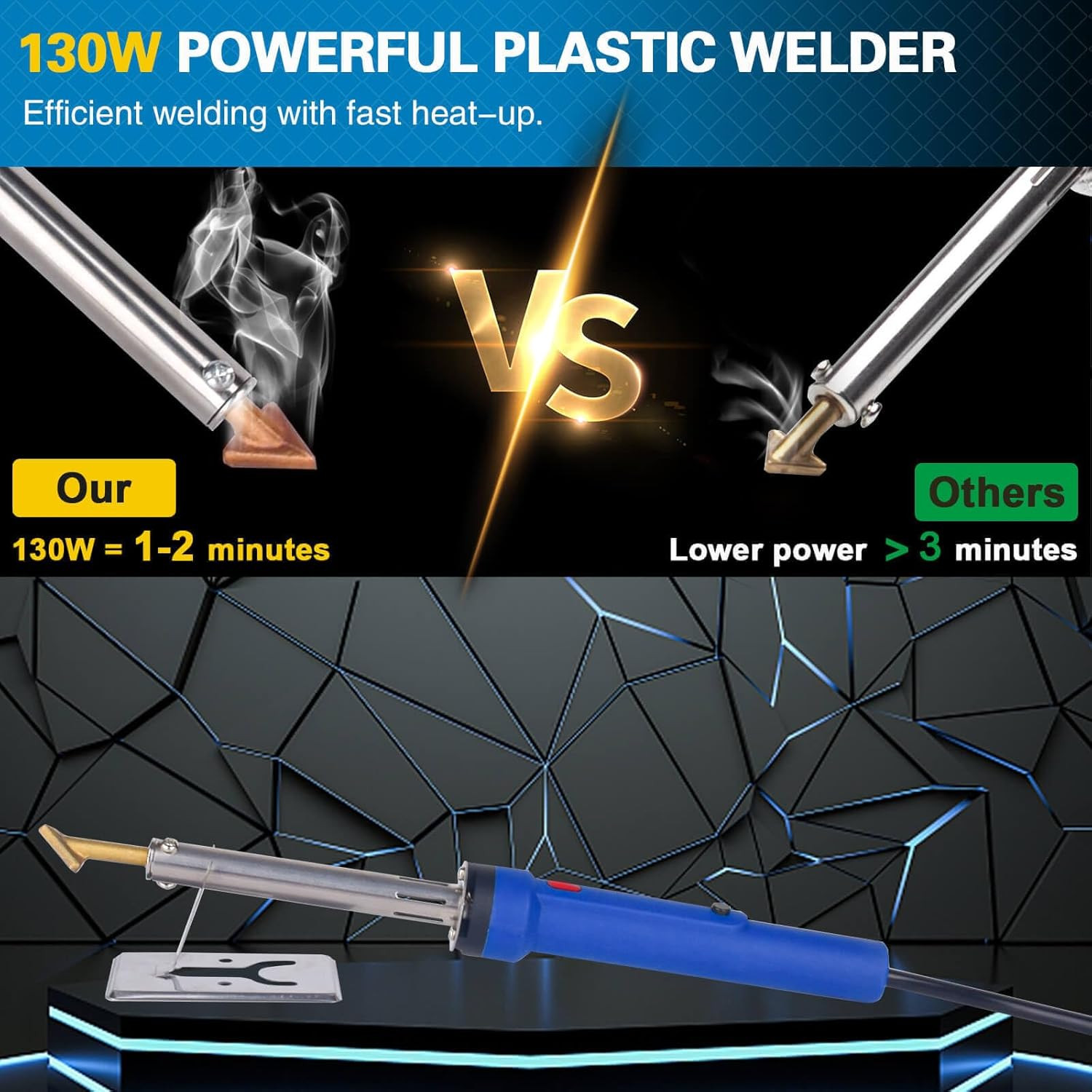 130W Plastic Welder Kit Deluxe,3-In-1 Plastic Welder Soldering Iron Kit,Professi