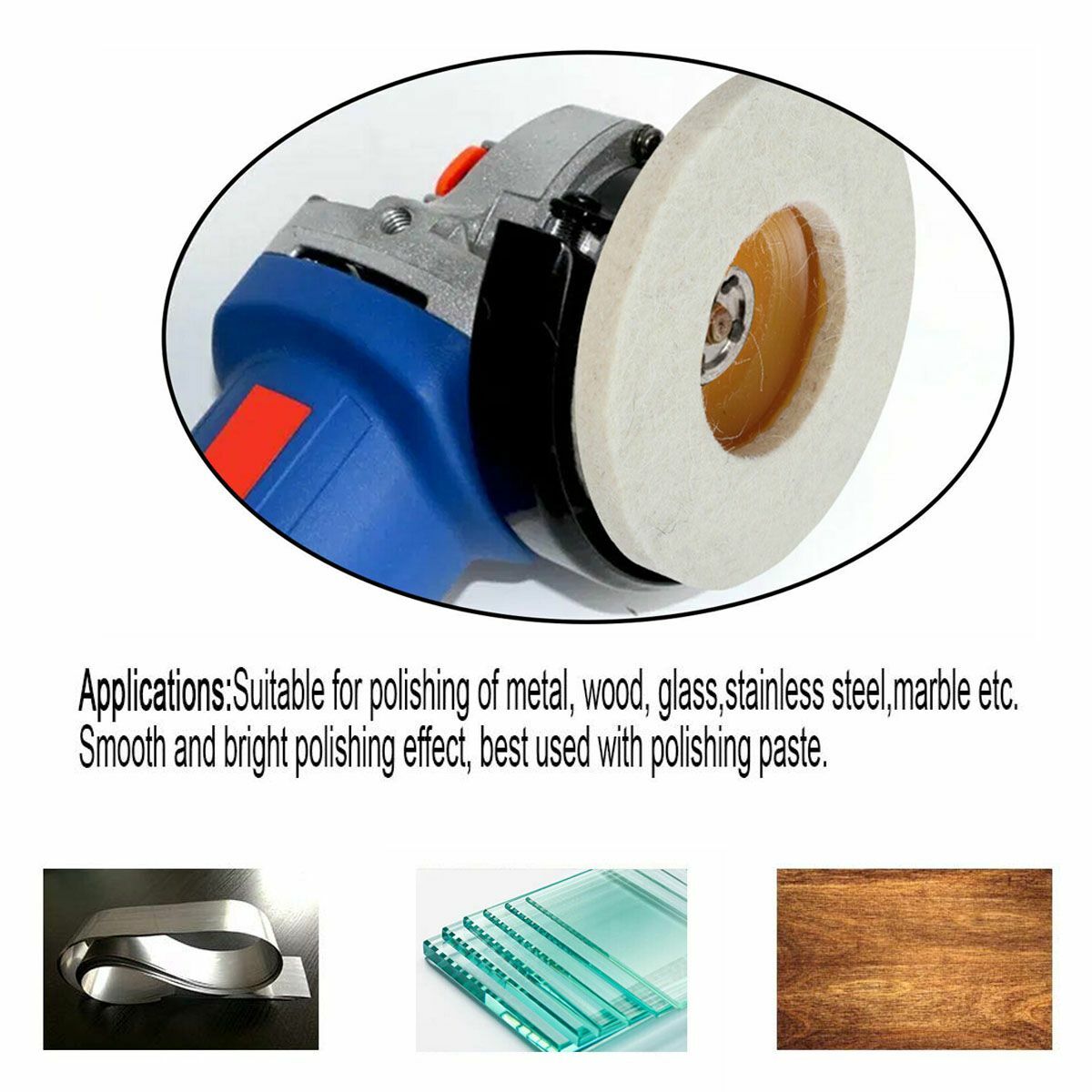 10 Pack 4&Prime; Wool Polishing Discs for Angle Grinder Finishing Wheel Buffing Pads