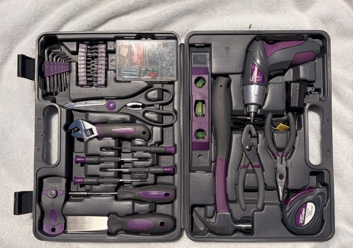 44pc Tool Kit Set – 4V Cordless Screwdriver Drill – Charger – Case Included