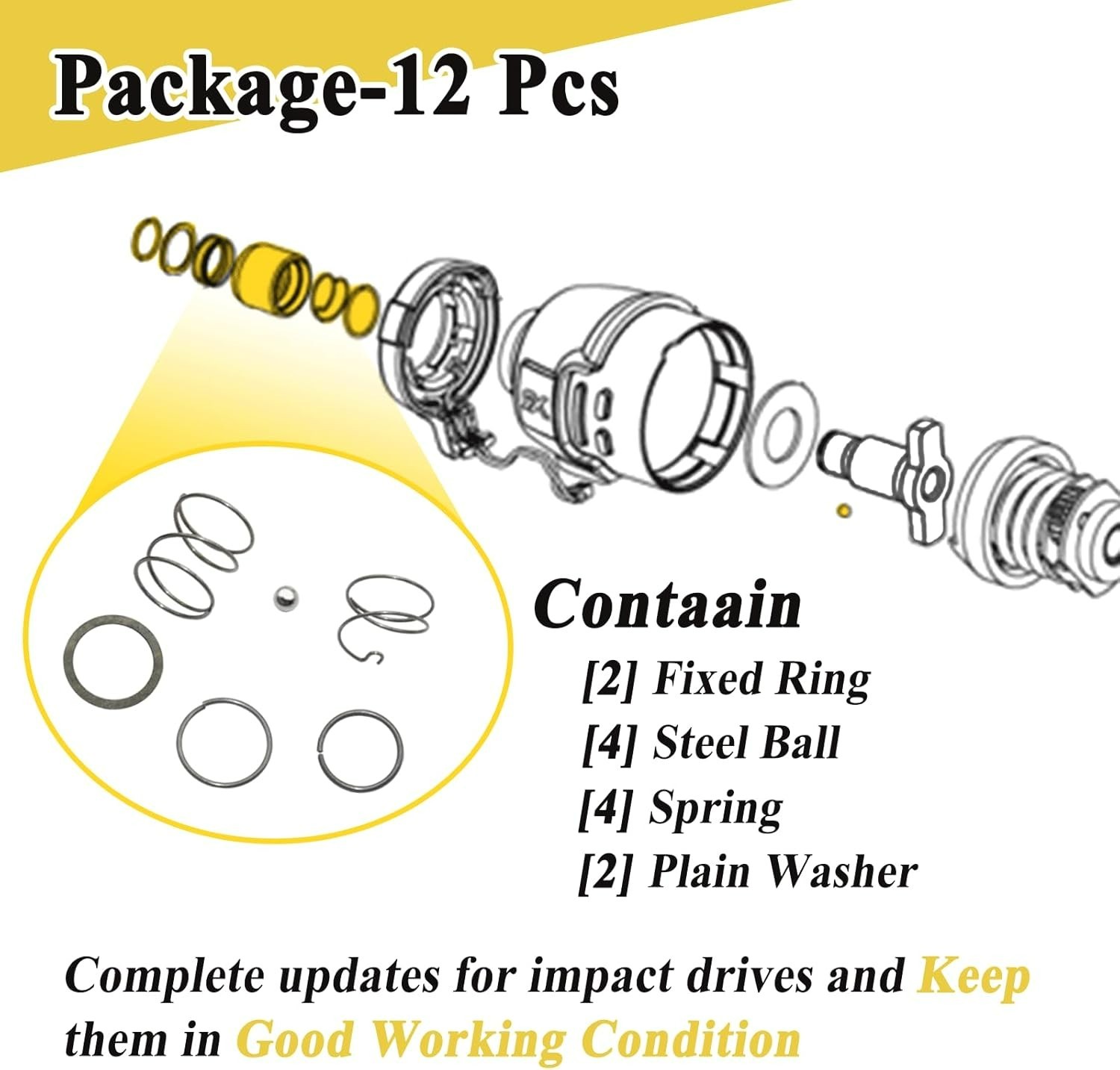2 Set Impact Driver Spring Kit with Steel Ball Replacement Repair Parts Set…