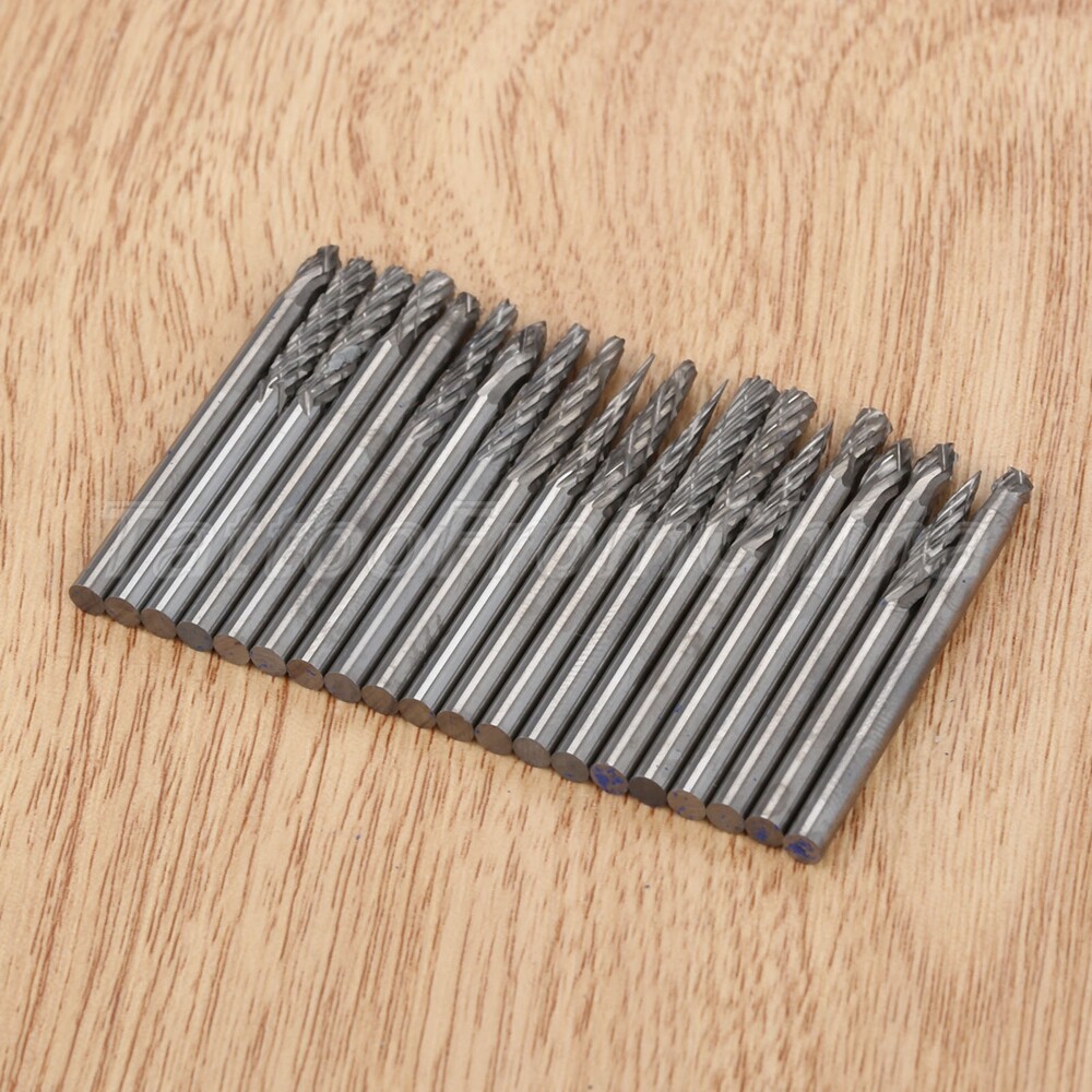 20Pcs Tungsten Steel Solid Carbide Burrs Carving for Rotary Tool Drill Bit Parts