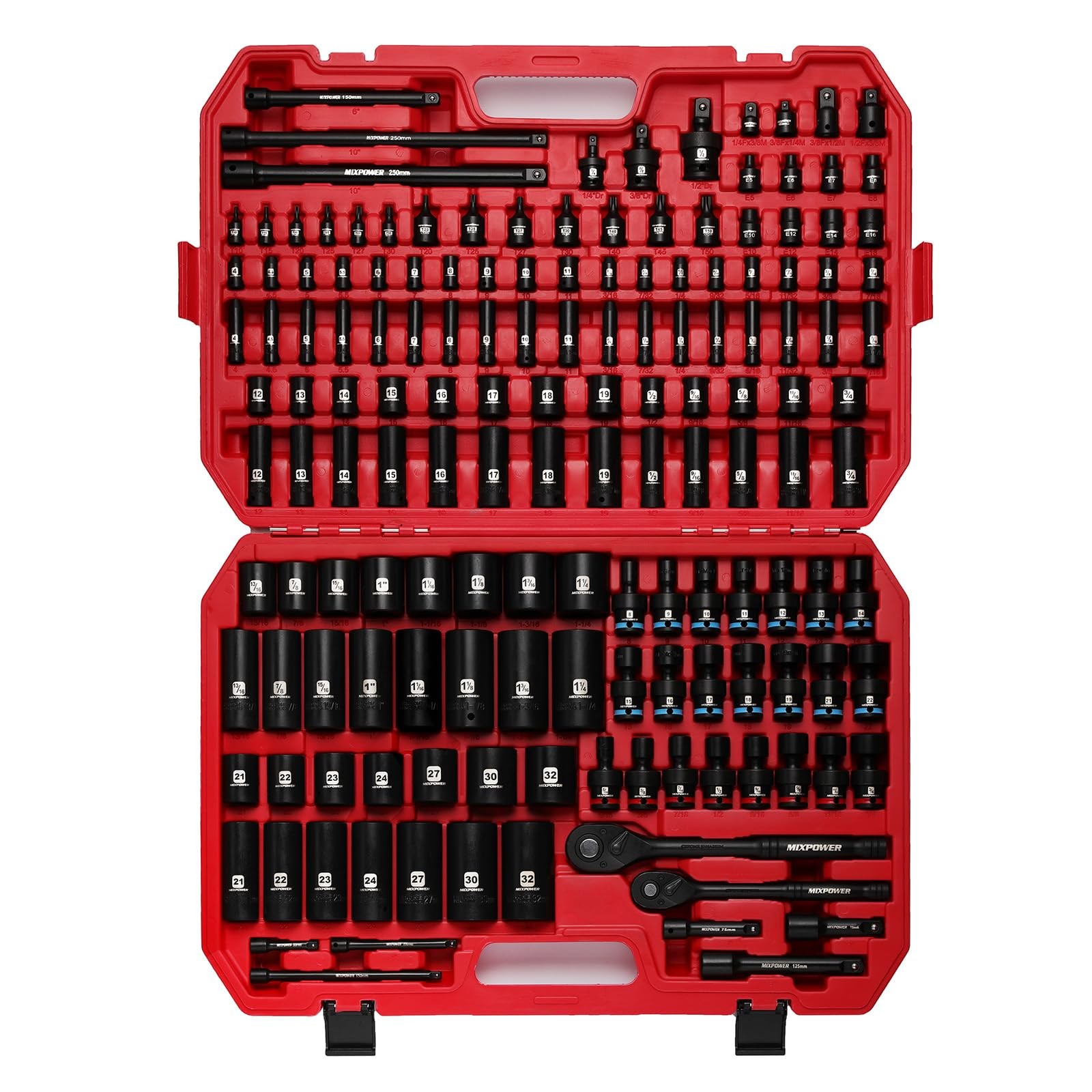 MIXPOWER 153 Pieces 1/4&Prime;&3/8&Prime;&1/2&Prime; Drive Mechanic Tool