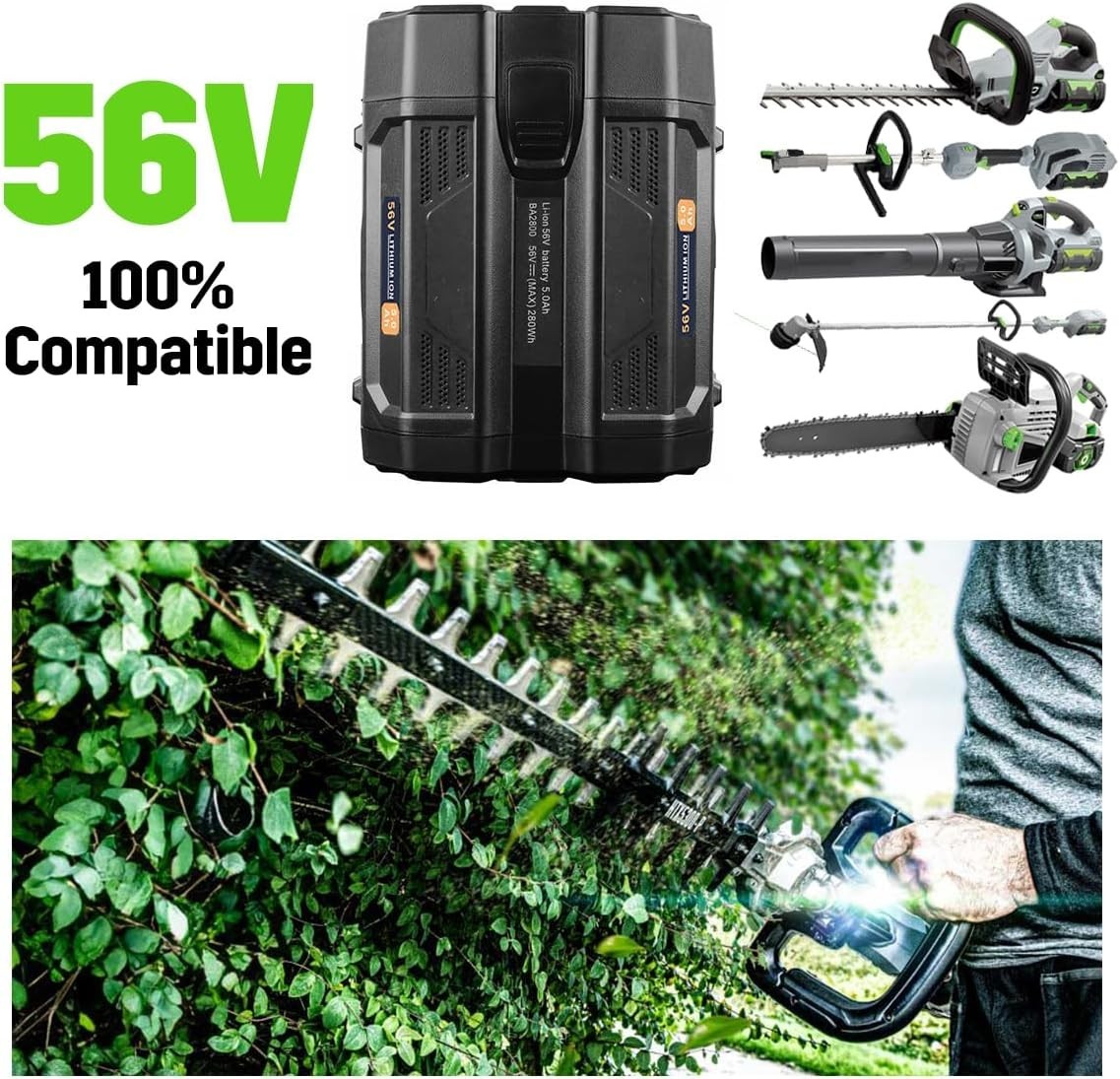 New 56 Volt For EGO POWER+ BA2800T 56V 5.0 AH Lithium Ion Battery w/ Fuel Gauge