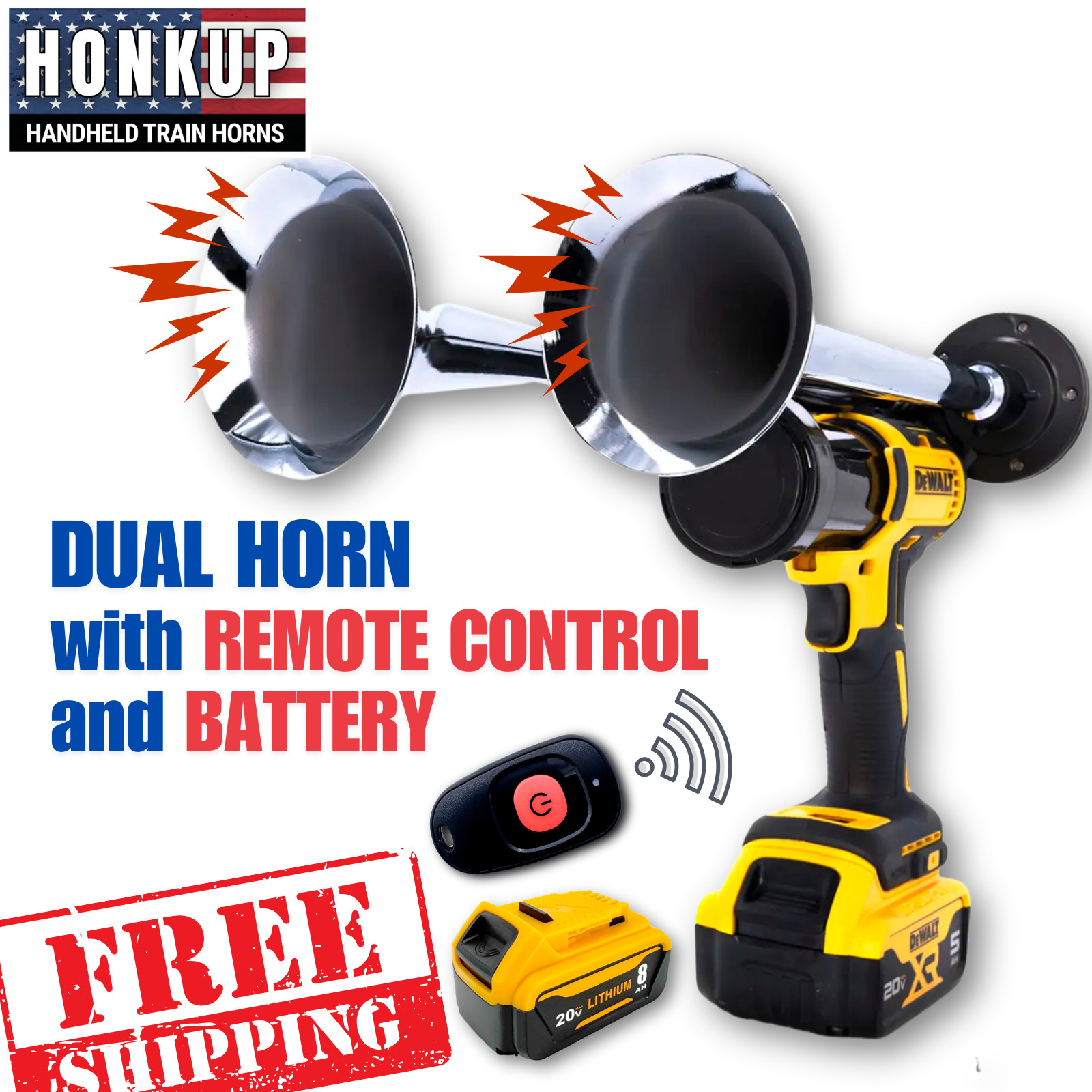 DeWalt 20V Train Air Horn Handheld | Battery + Remote | Assembled in the USA