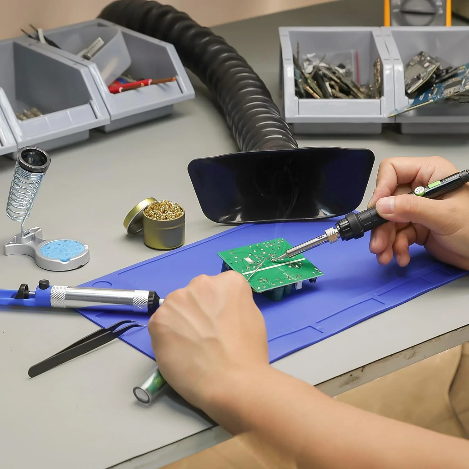YIHUA 947-III 60W Soldering Iron Kit Adjustable Temperature with Sticky Holder,