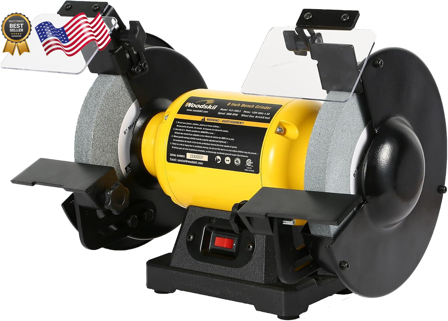 4.8A 3/4HP 8-Inch Bench Grinder 3600rpm Table Grinder with Two Protective
