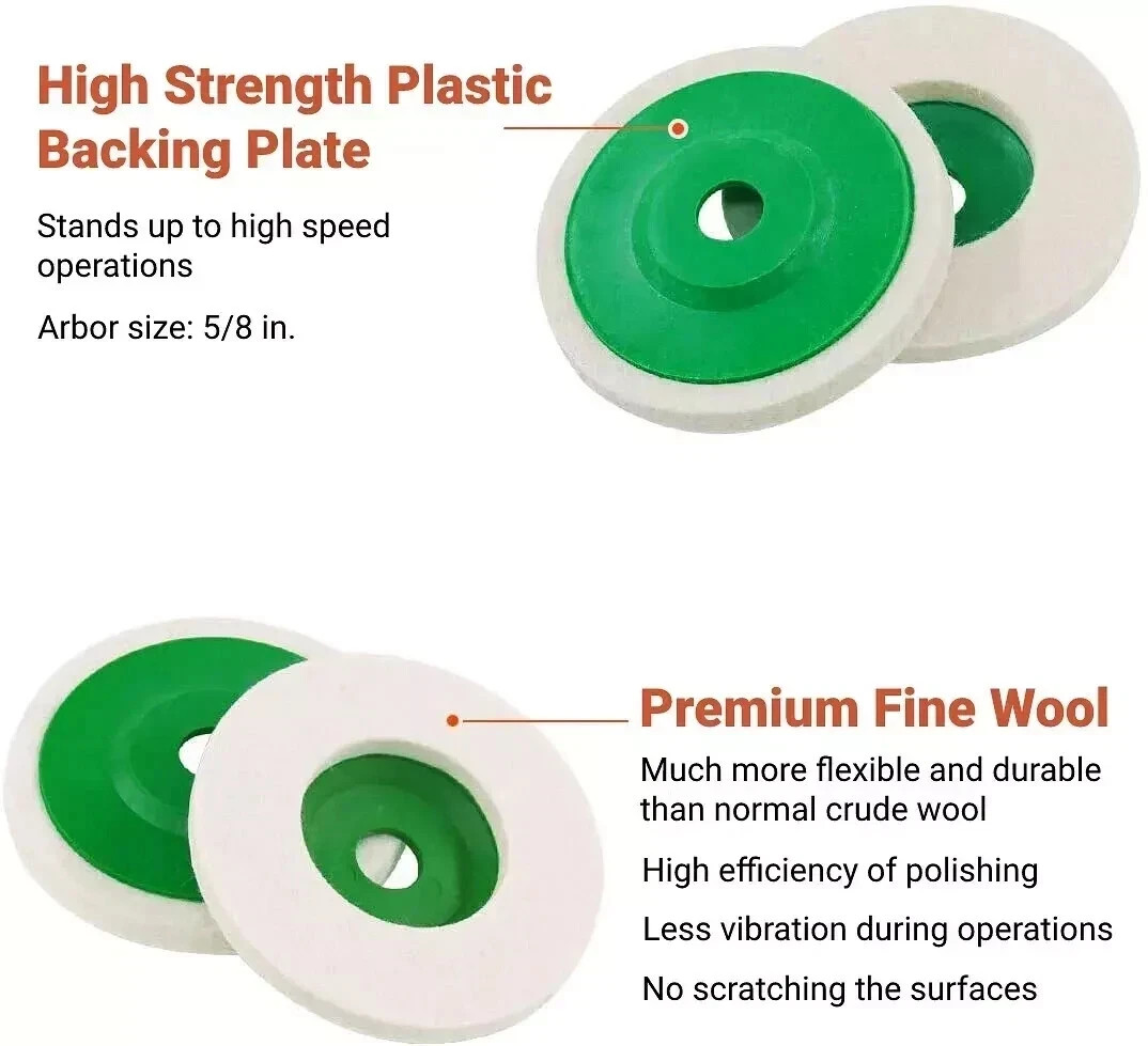 10 Pack 4&Prime; Wool Polishing Discs for Angle Grinder Finishing Wheel Buffing Pads