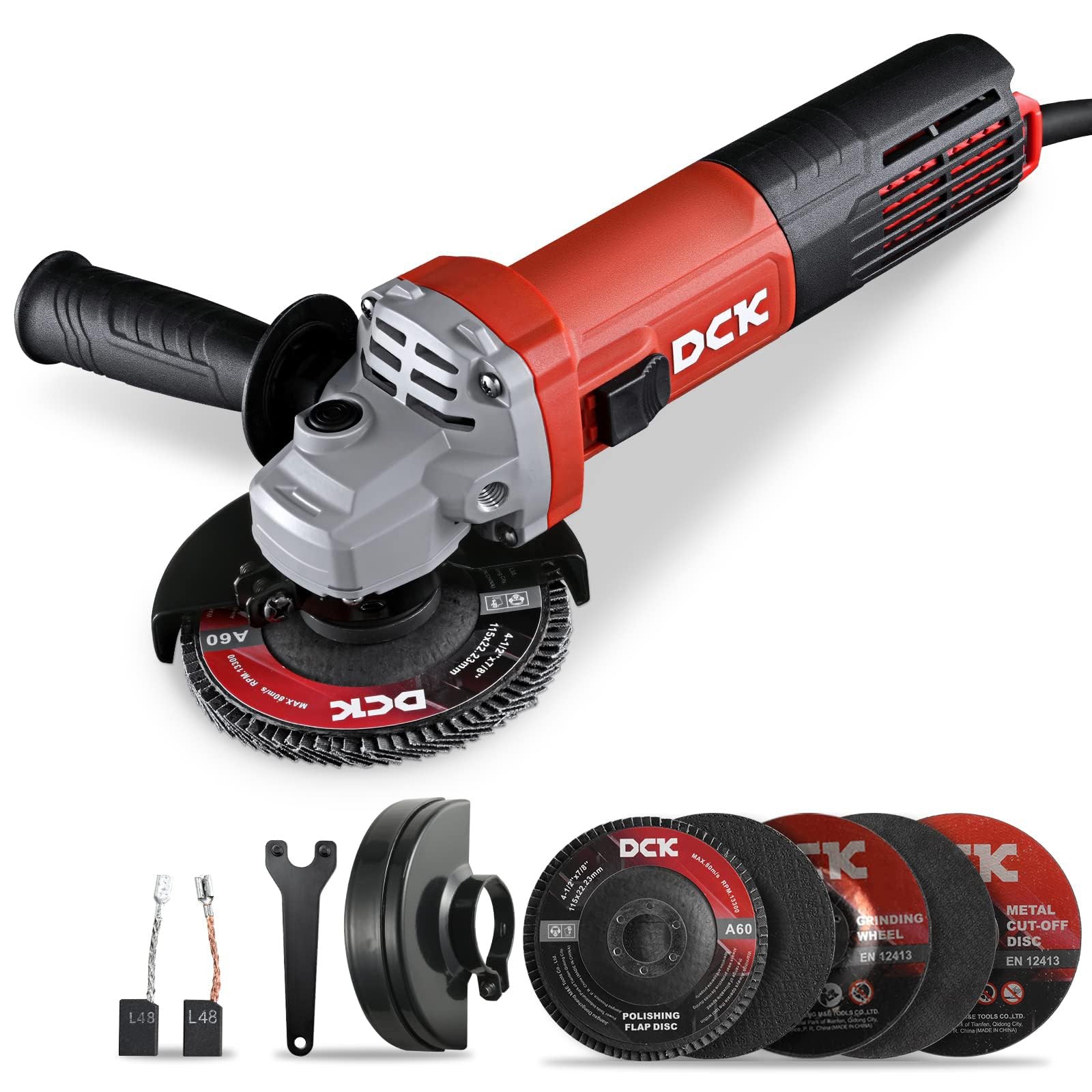 9.0 Amp Angle Grinder, 4-1/2 Inch Electric Grinder Power Tool, 11800 RPM, Auxili