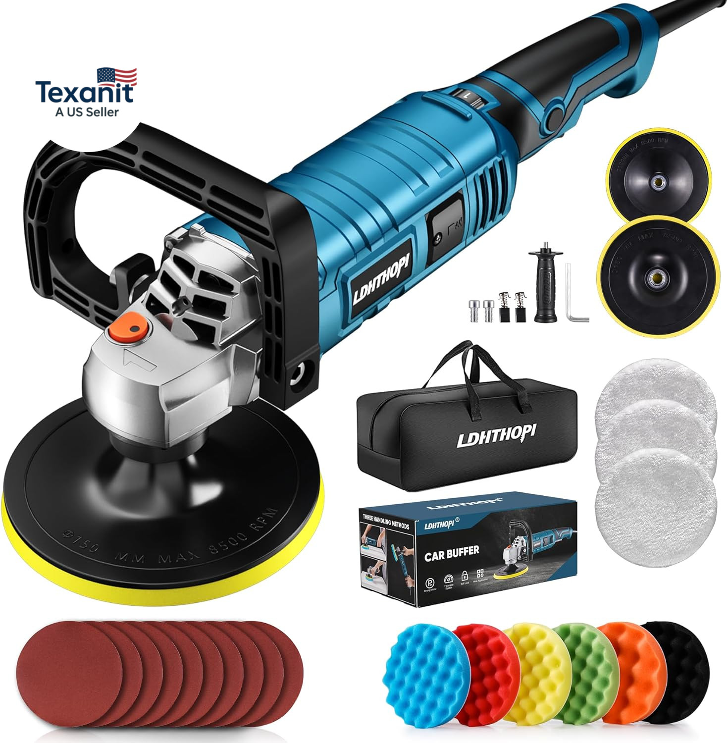 Buffer Polisher, 1600W 7 Inch/6 Inch Rotary Buffer Polisher Waxer, 7 Variable Sp